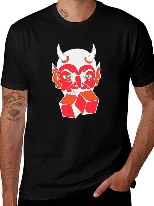 Devil Dice Graphic Tee - Black Cotton Casual Shirt