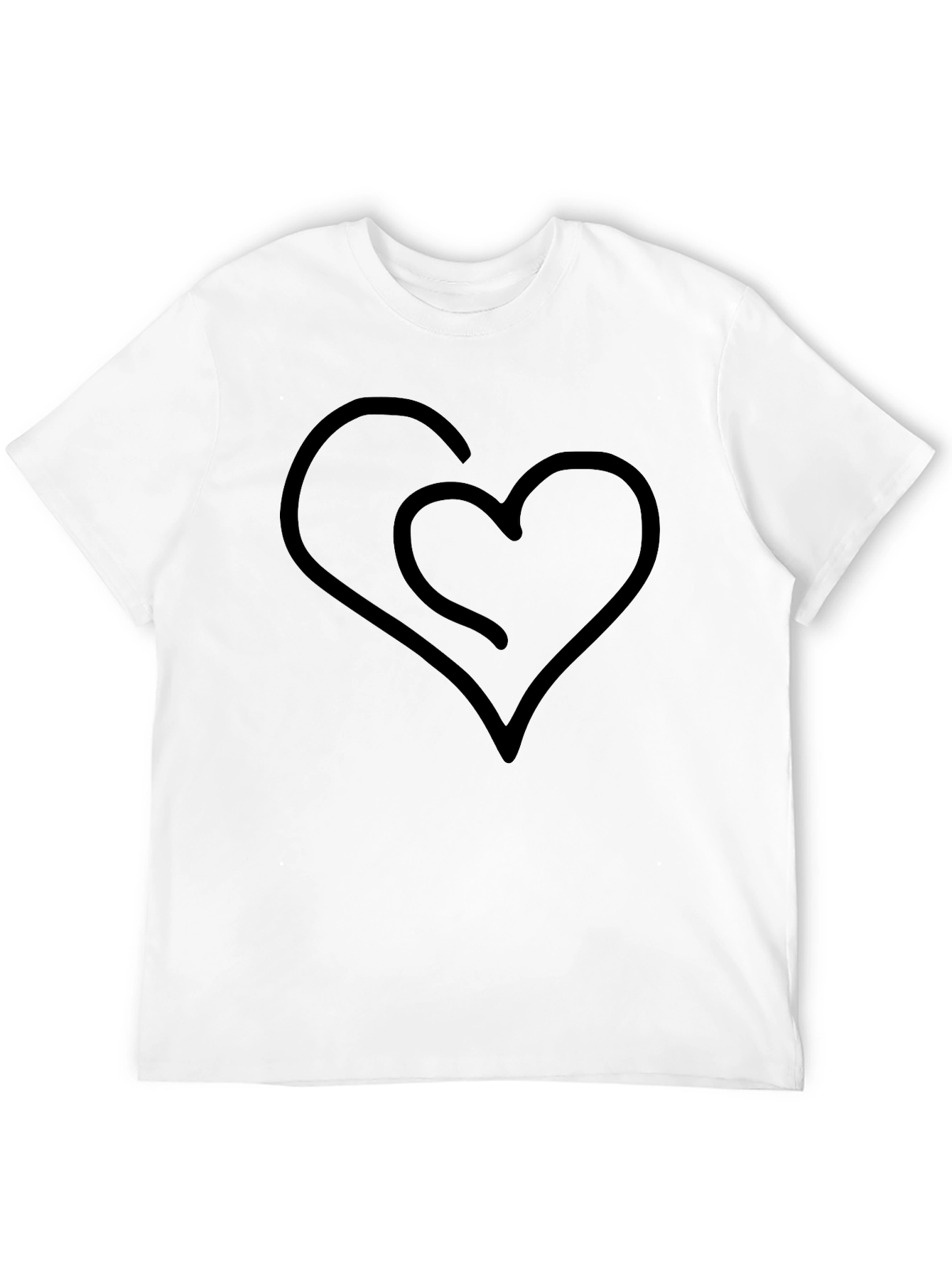 Heart Outline Graphic Black T-Shirt