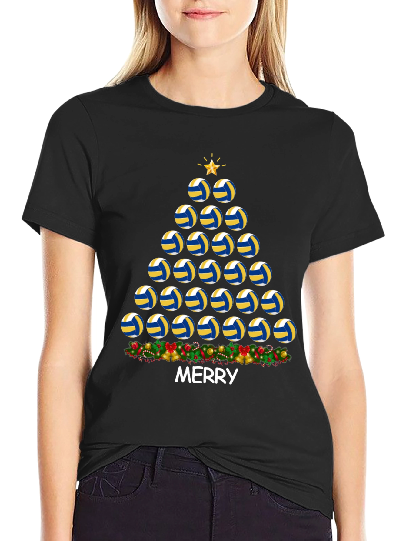 Volleyball Christmas Tree T-Shirt