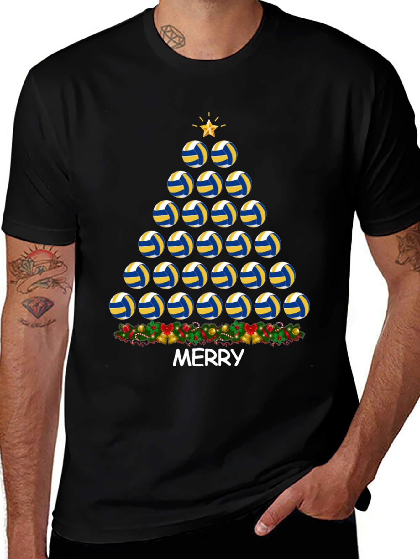 Volleyball Christmas Tree T-Shirt