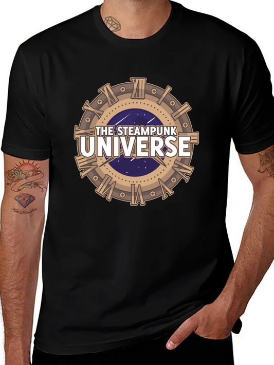 Steampunk Universe Graphic Tee - Black Cotton T-Shirt