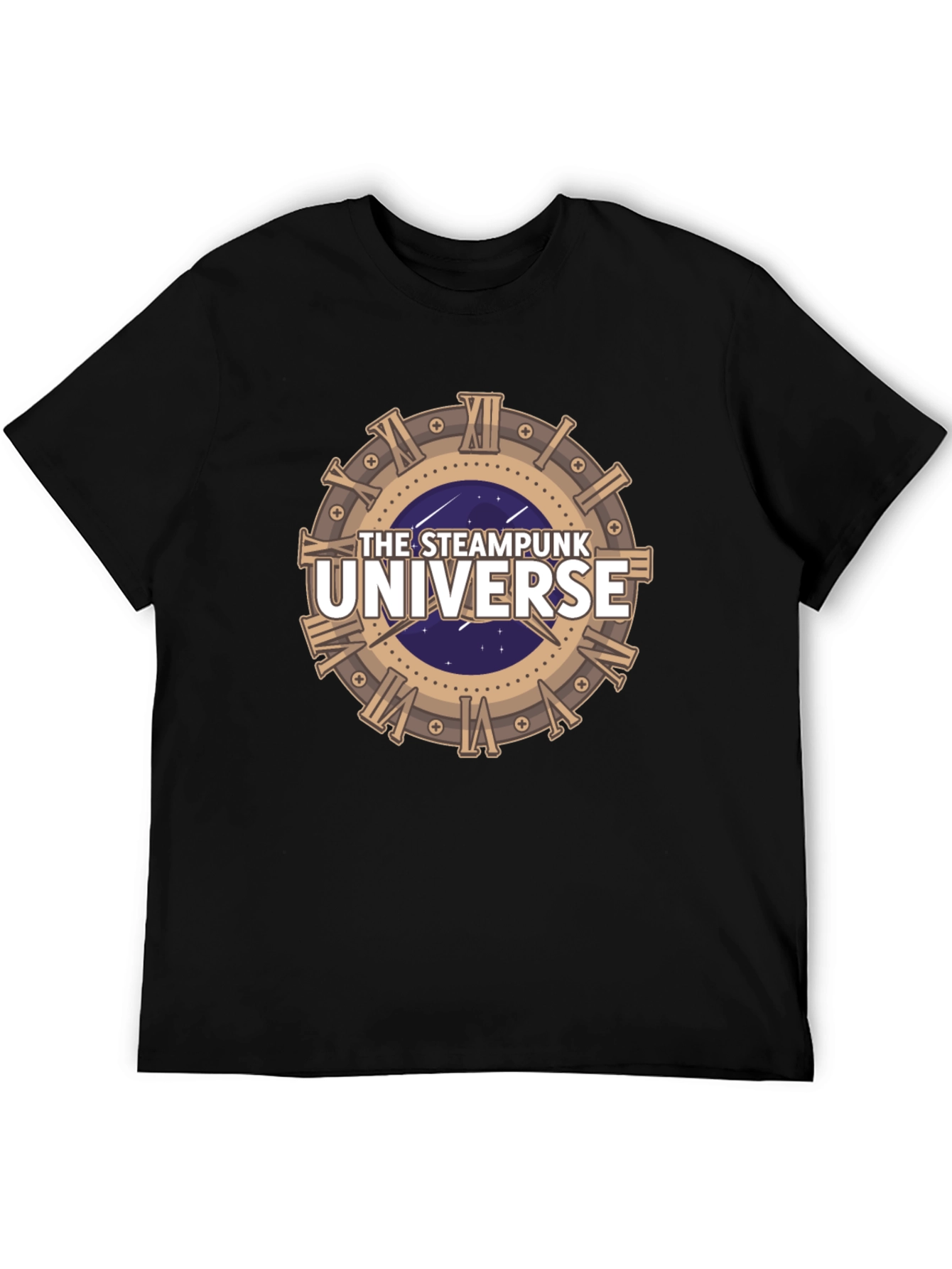 Steampunk Universe Graphic Tee - Black Cotton T-Shirt