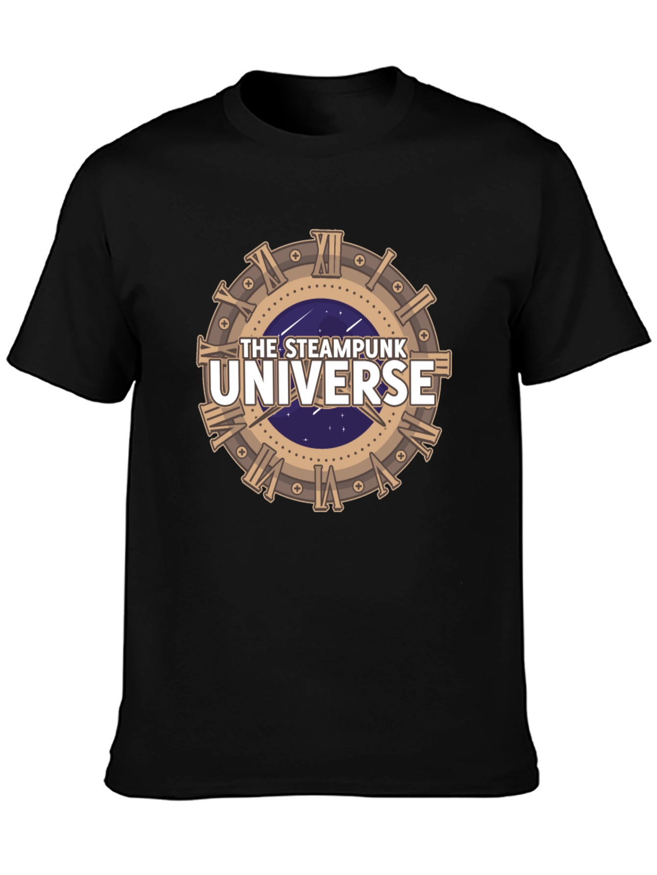Steampunk Universe Graphic Tee - Black Cotton T-Shirt