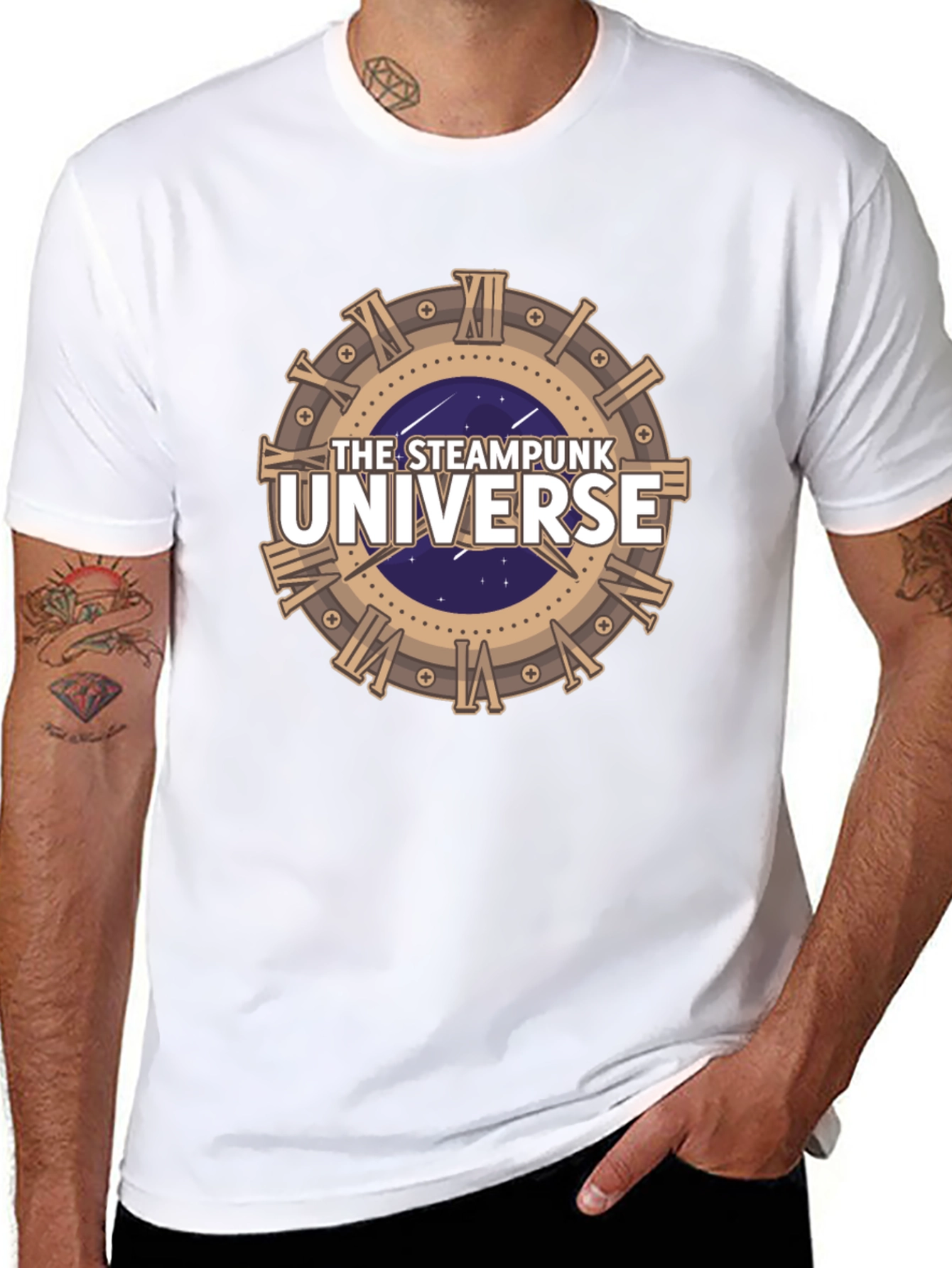 Steampunk Universe Graphic Tee - Black Cotton T-Shirt