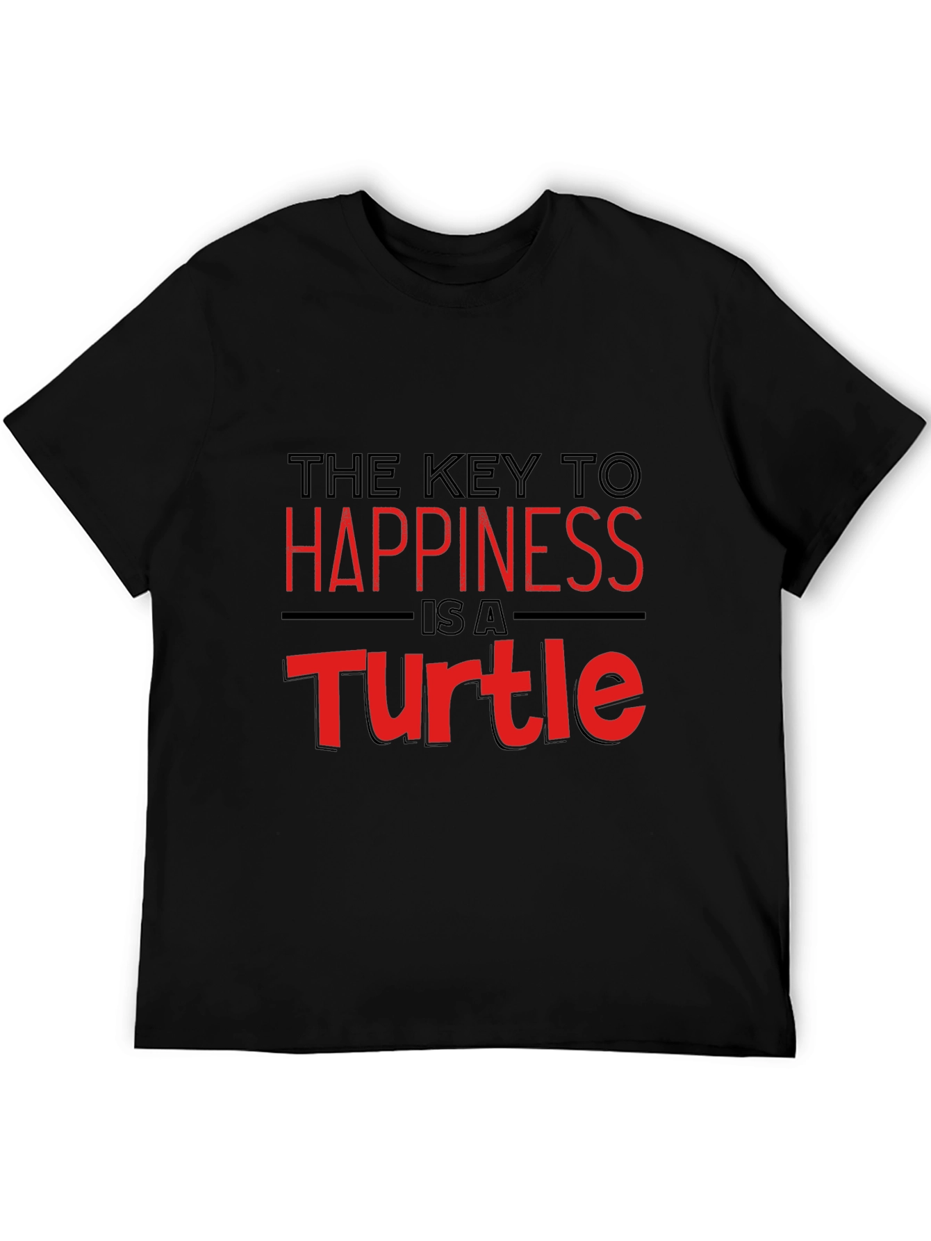 Key to Happiness Turtle Graphic Black T-Shirt