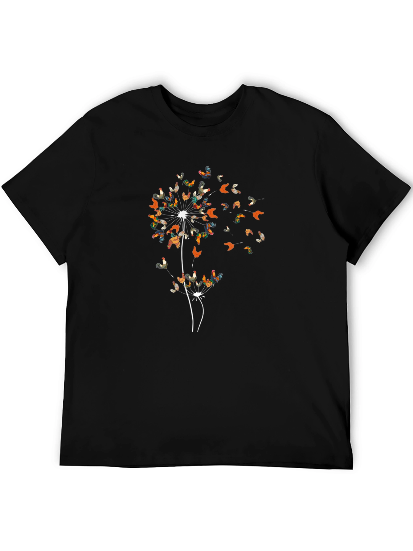 Rooster Dandelion Graphic Tee - Black