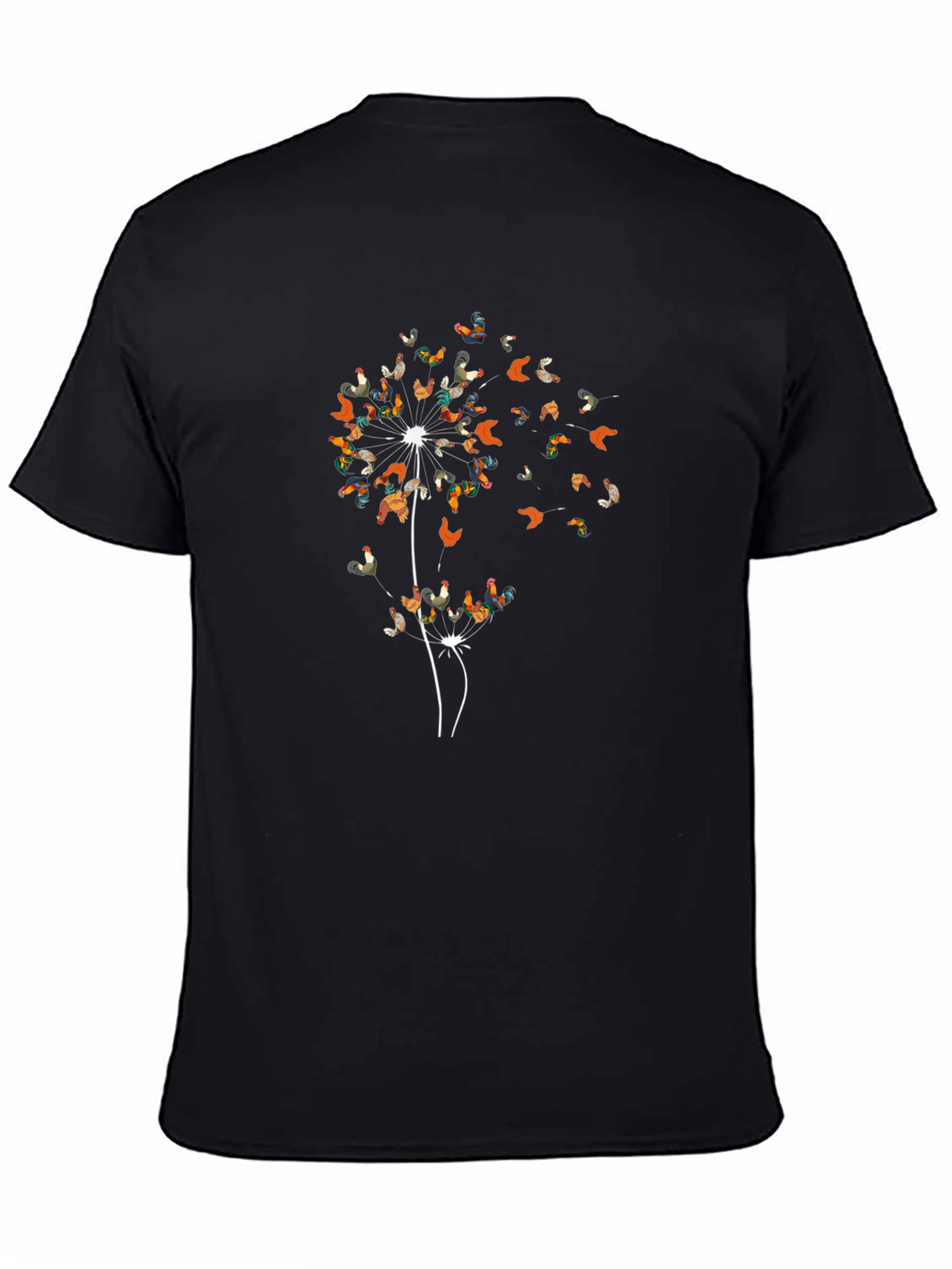 Rooster Dandelion Graphic Tee - Black