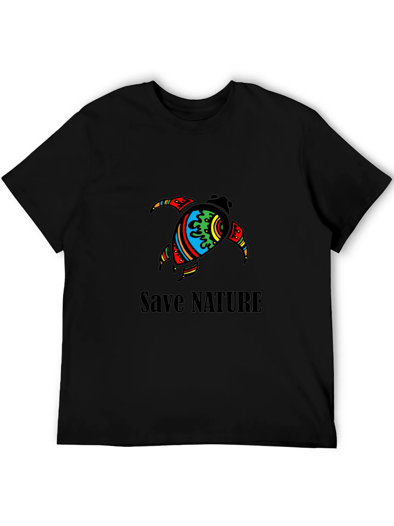 Save Nature Turtle Graphic Tee - Unisex Black T-Shirt