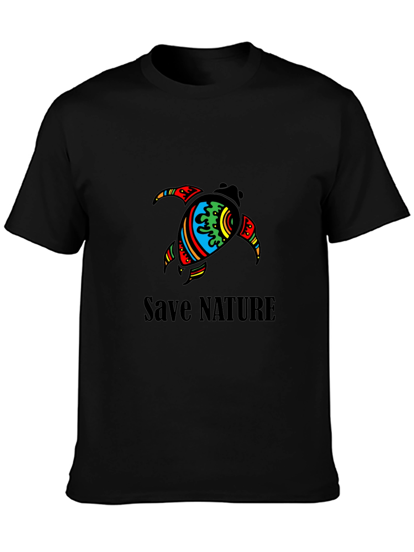 Save Nature Turtle Graphic Tee - Unisex Black T-Shirt