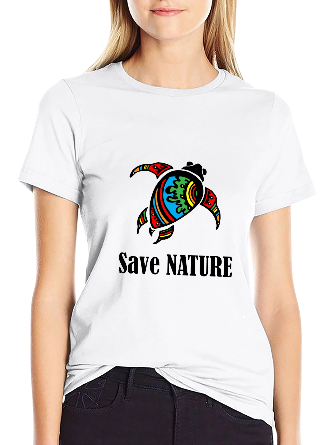 Save Nature Turtle Graphic Tee - Unisex Black T-Shirt