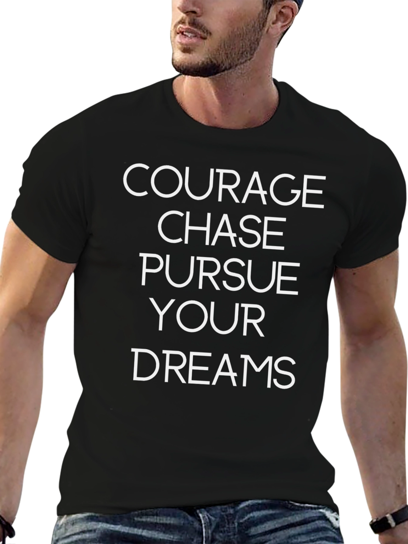 Courage Chase Dreams Black Graphic T-Shirt