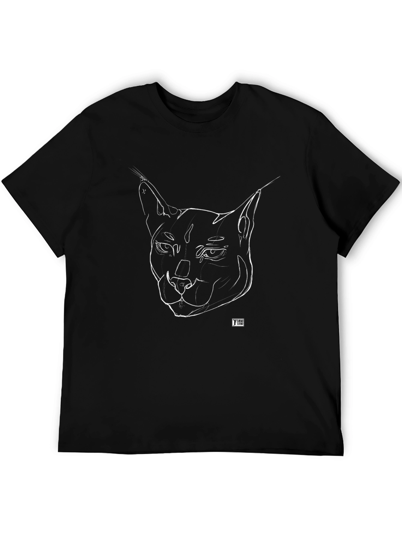 Lynx Line Art Black T-Shirt