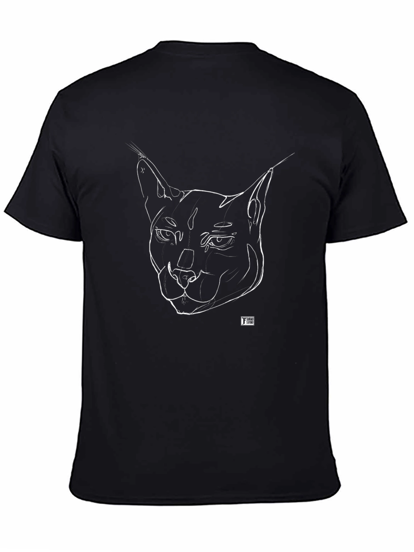 Lynx Line Art Black T-Shirt