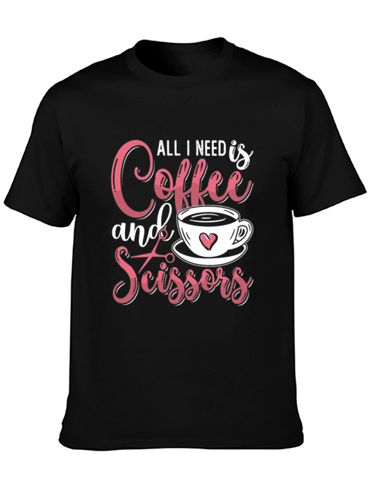 Coffee and Scissors Graphic Tee - Black