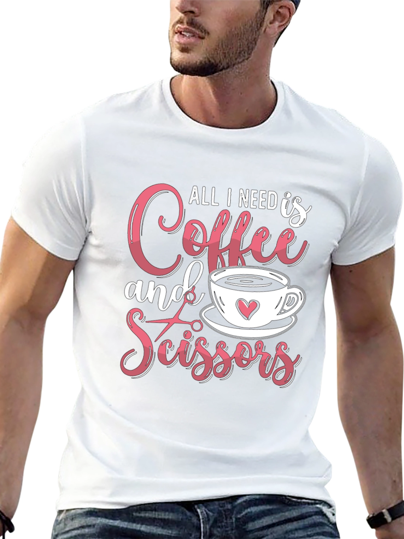Coffee and Scissors Graphic Tee - Black