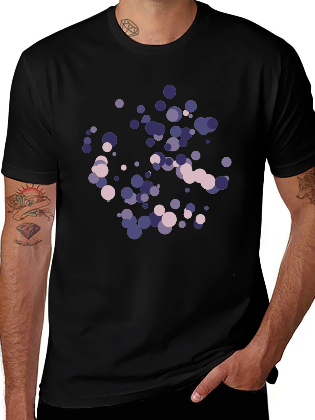 Abstract Dots Graphic Black T-Shirt