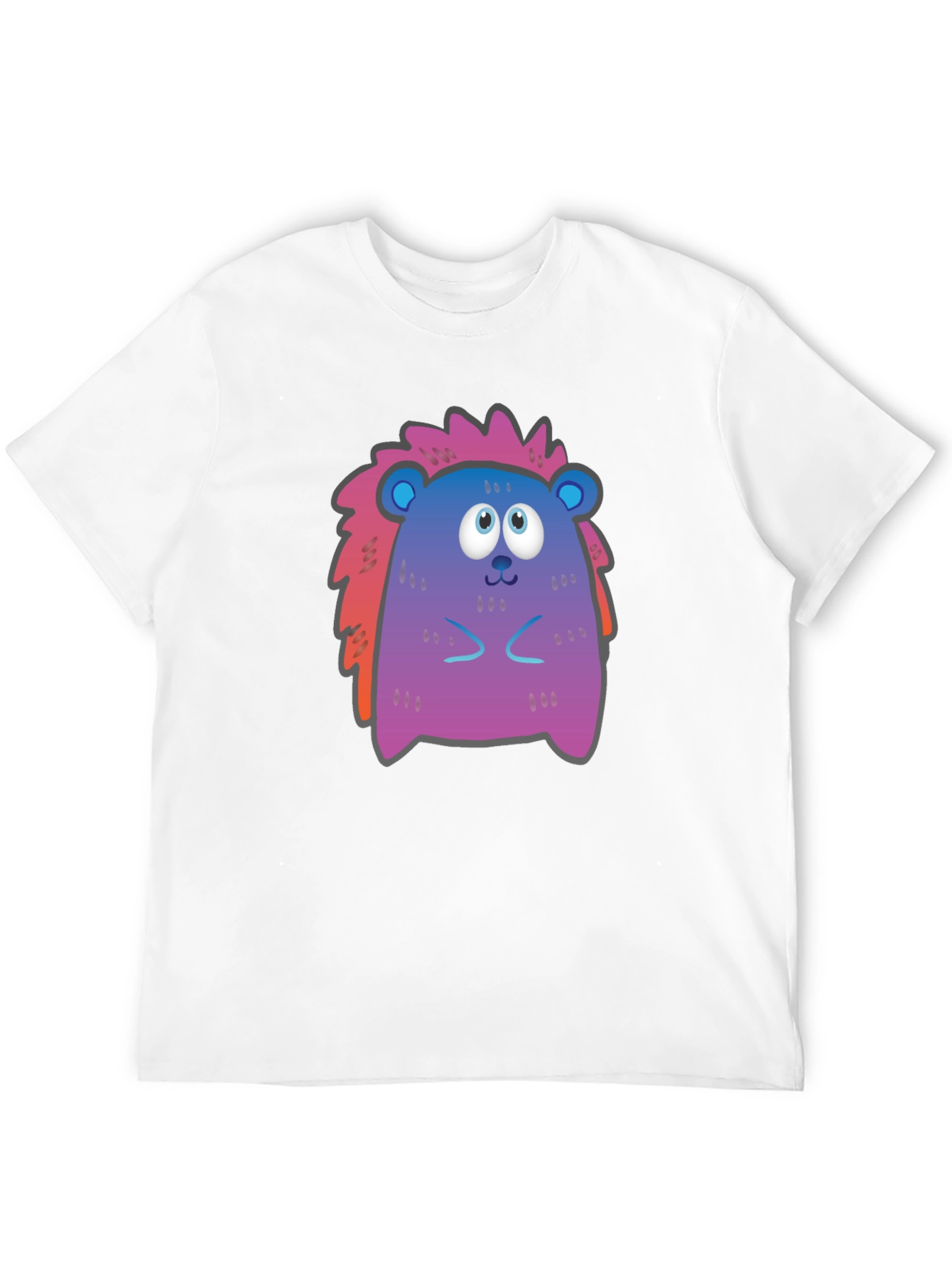 Cute Cartoon Hedgehog Black T-Shirt