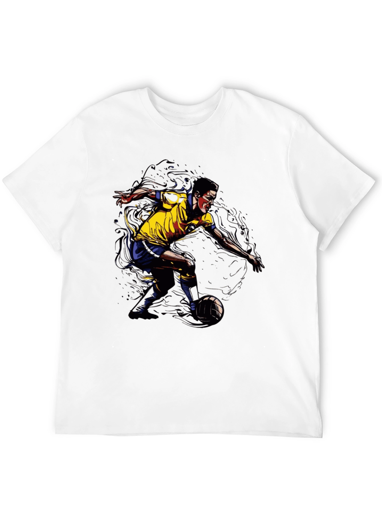 Soccer Player Graphic Tee - Black Cotton T-Shirt