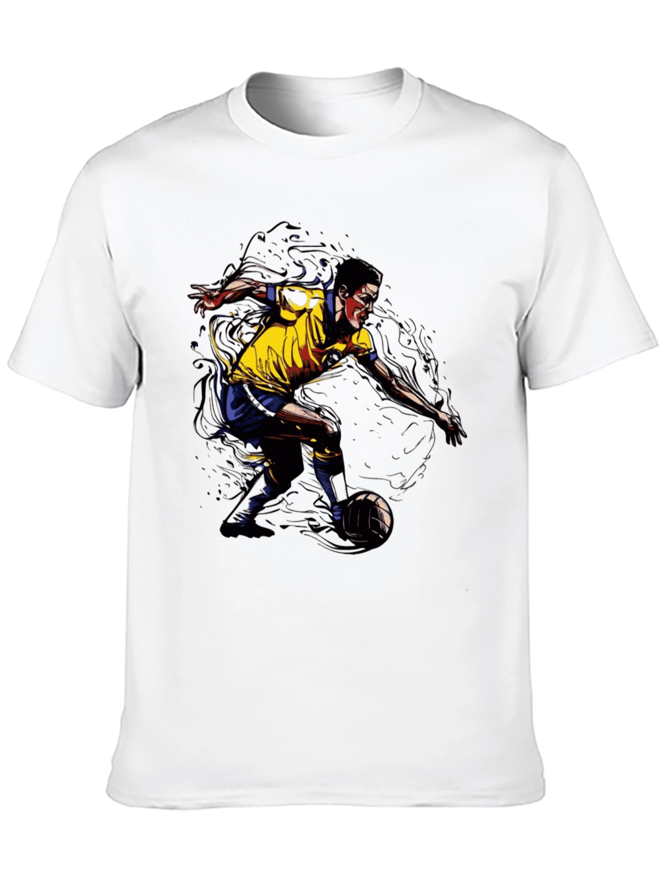 Soccer Player Graphic Tee - Black Cotton T-Shirt