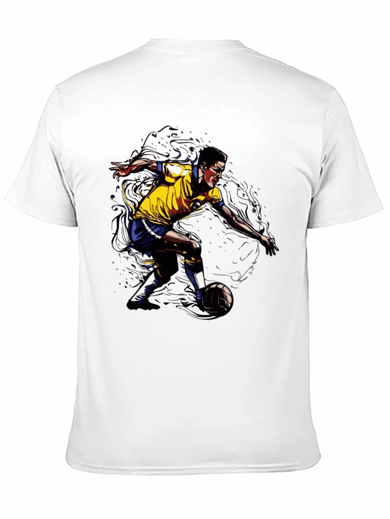 Soccer Player Graphic Tee - Black Cotton T-Shirt
