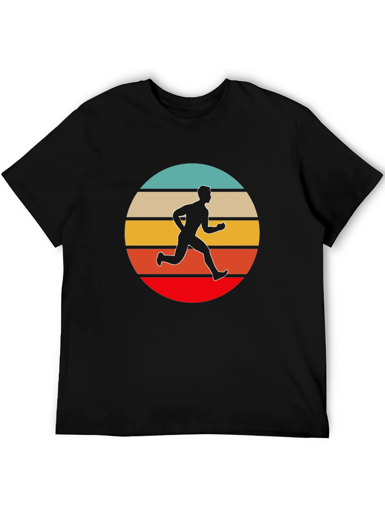 Retro Runner Graphic Tee - Black Cotton T-Shirt