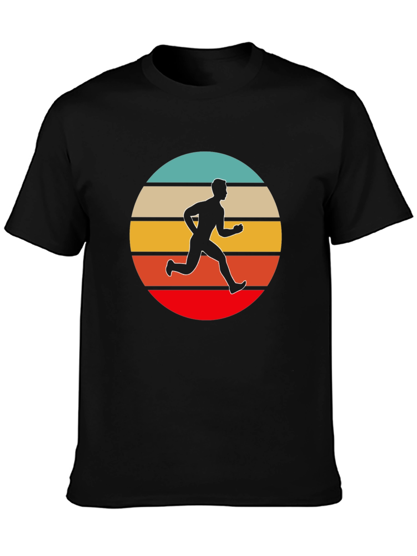 Retro Runner Graphic Tee - Black Cotton T-Shirt