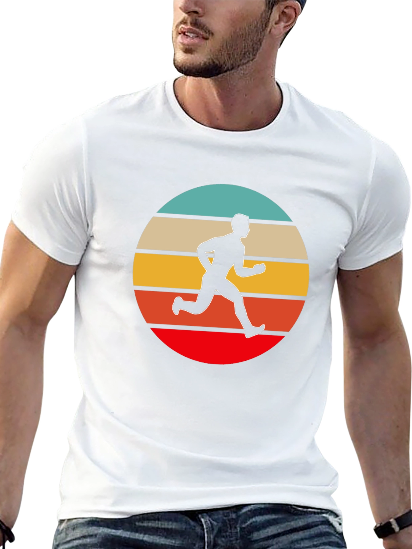 Retro Runner Graphic Tee - Black Cotton T-Shirt