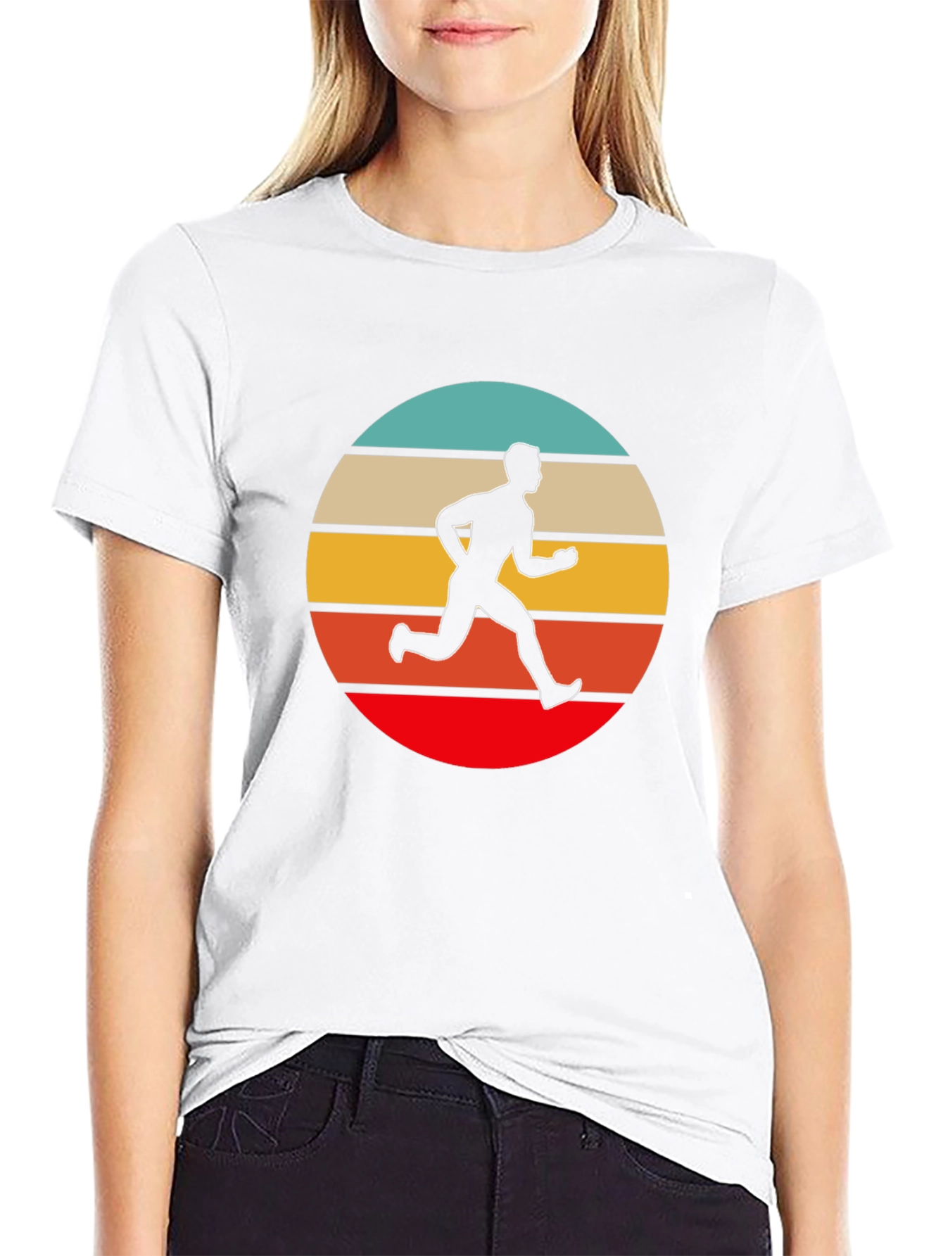 Retro Runner Graphic Tee - Black Cotton T-Shirt