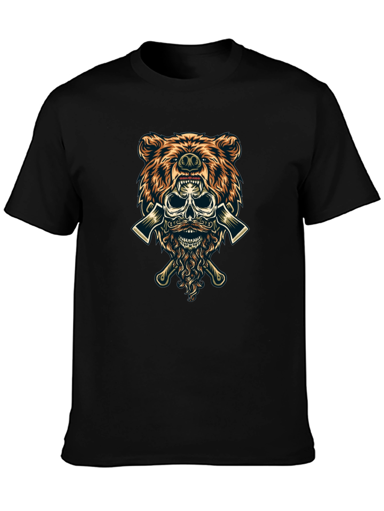 Bear Skull Lumberjack Axes Graphic Tee