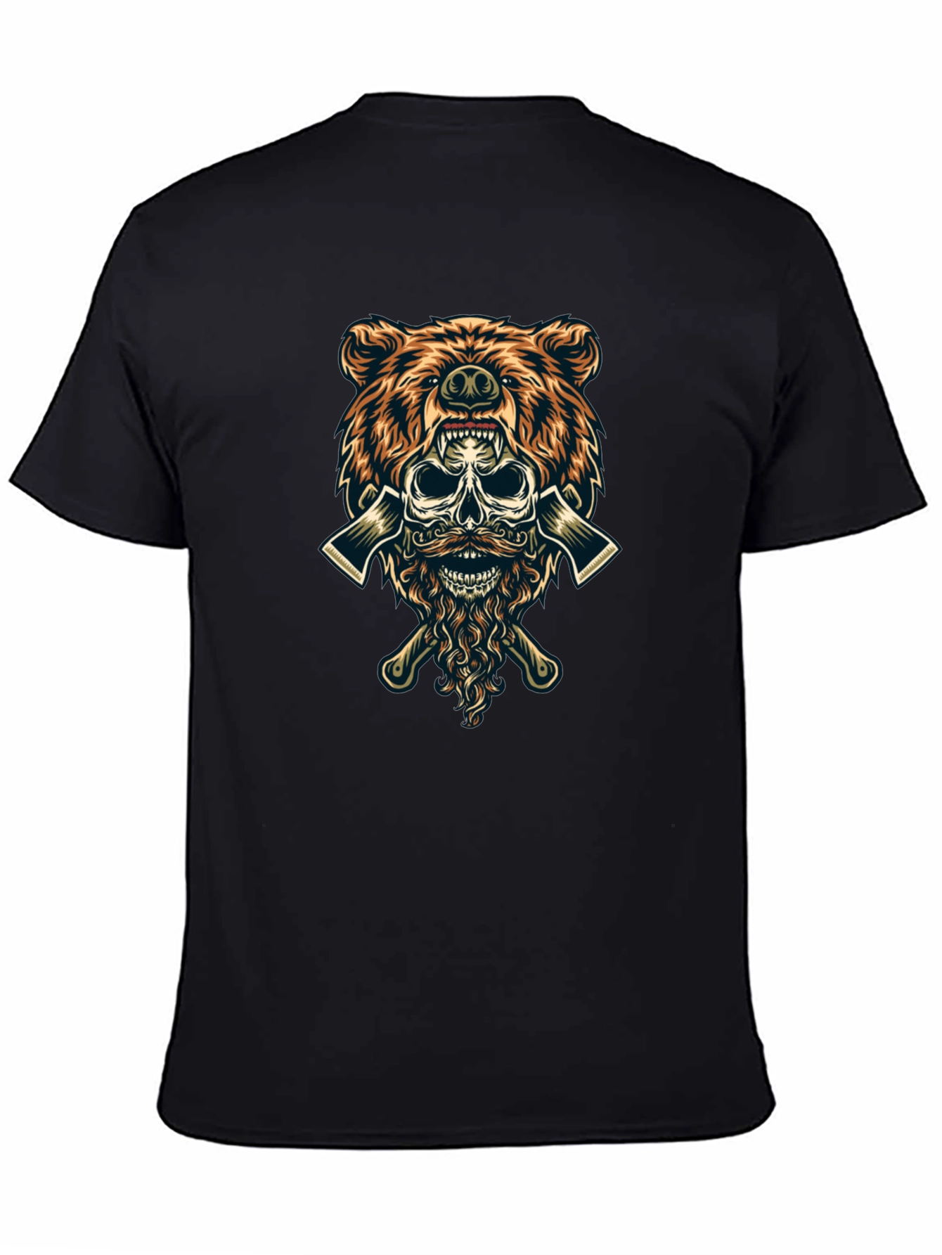 Bear Skull Lumberjack Axes Graphic Tee