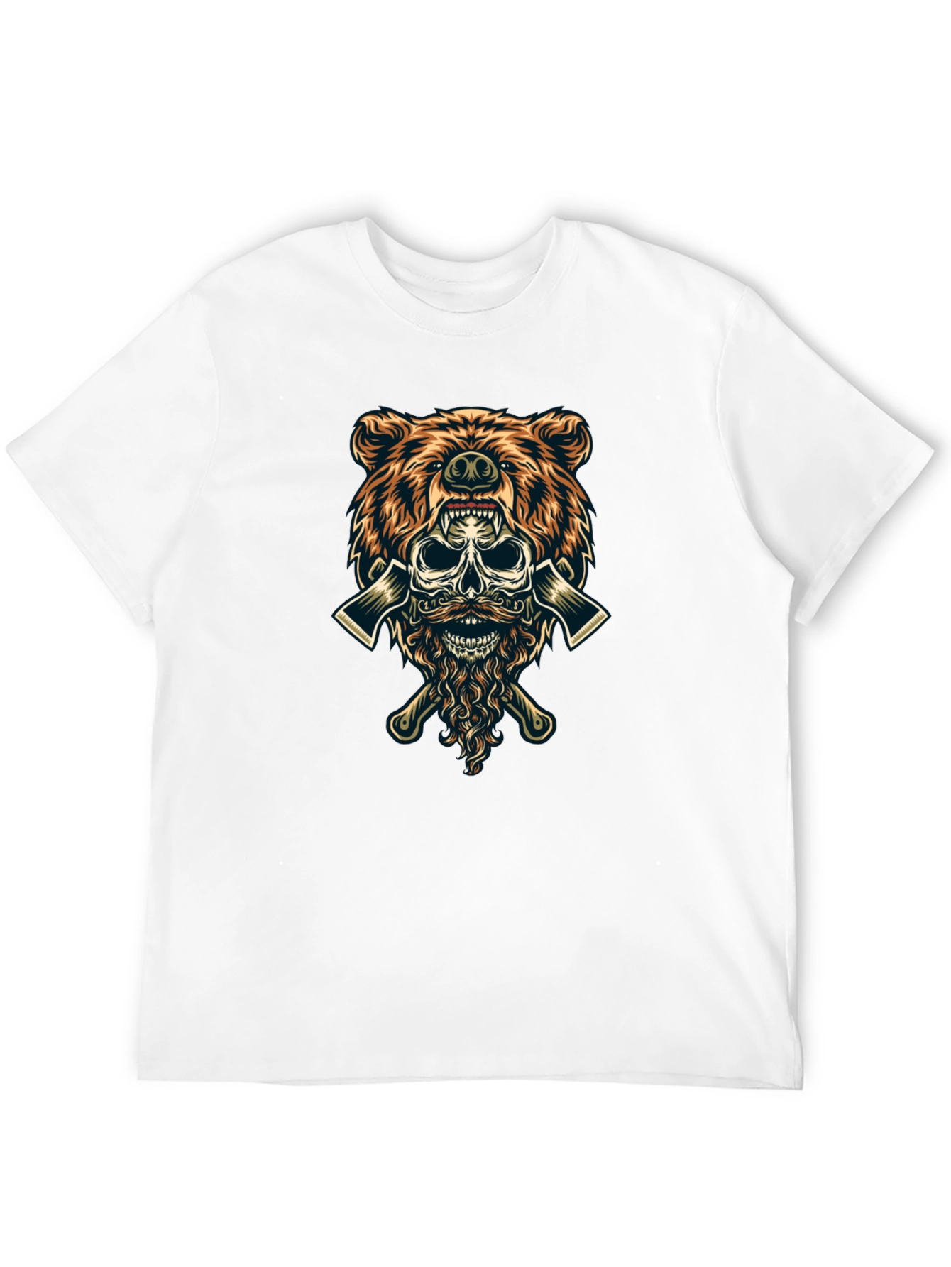 Bear Skull Lumberjack Axes Graphic Tee