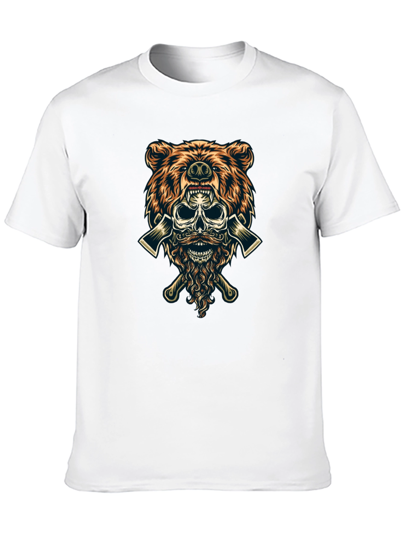 Bear Skull Lumberjack Axes Graphic Tee