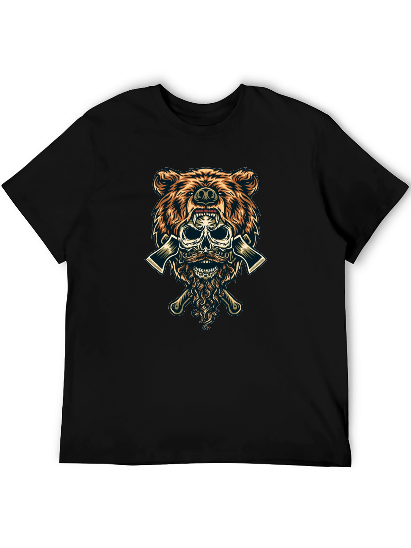 Bear Skull Lumberjack Axes Graphic Tee