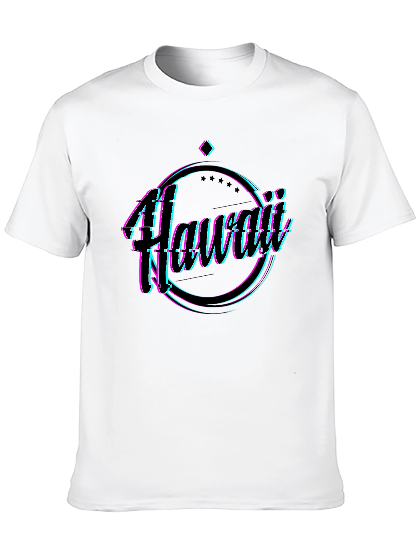 Hawaii Glitch Graphic Black T-Shirt