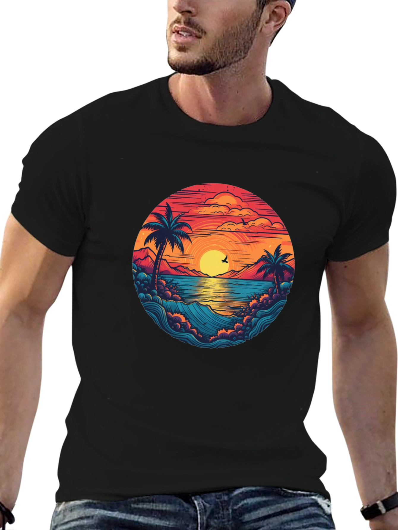 Sunset Beach Graphic Tee - Stylish Vacation Vibes