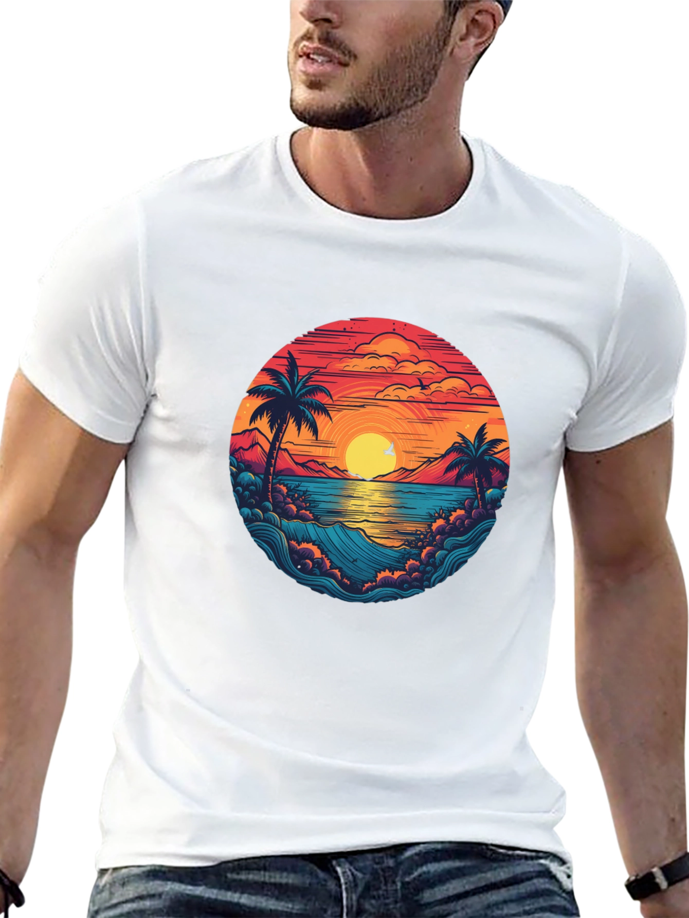 Sunset Beach Graphic Tee - Stylish Vacation Vibes