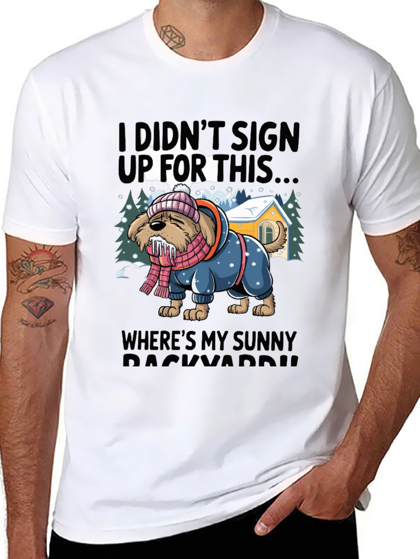 Funny Dog Winter Blues T-Shirt