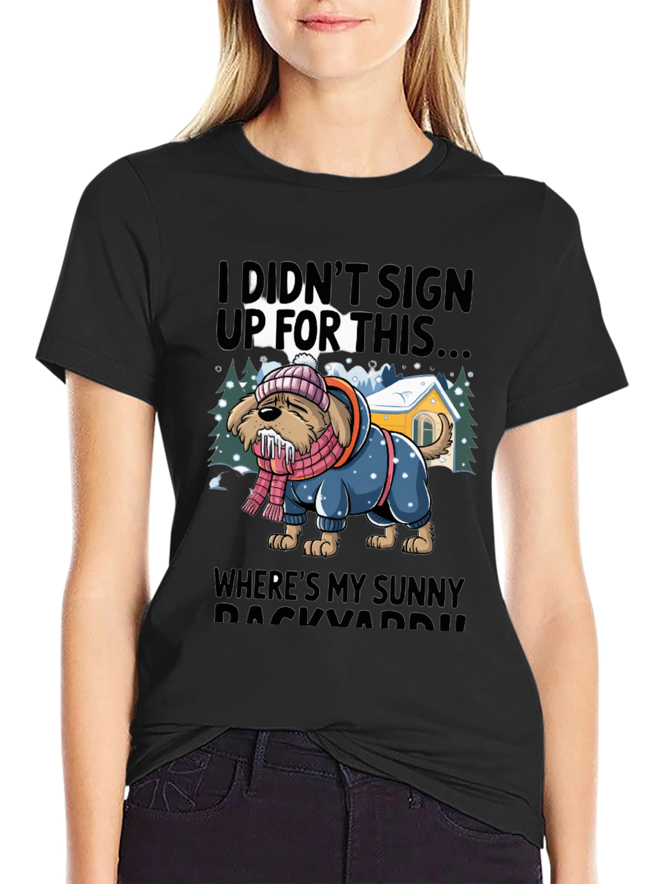 Funny Dog Winter Blues T-Shirt