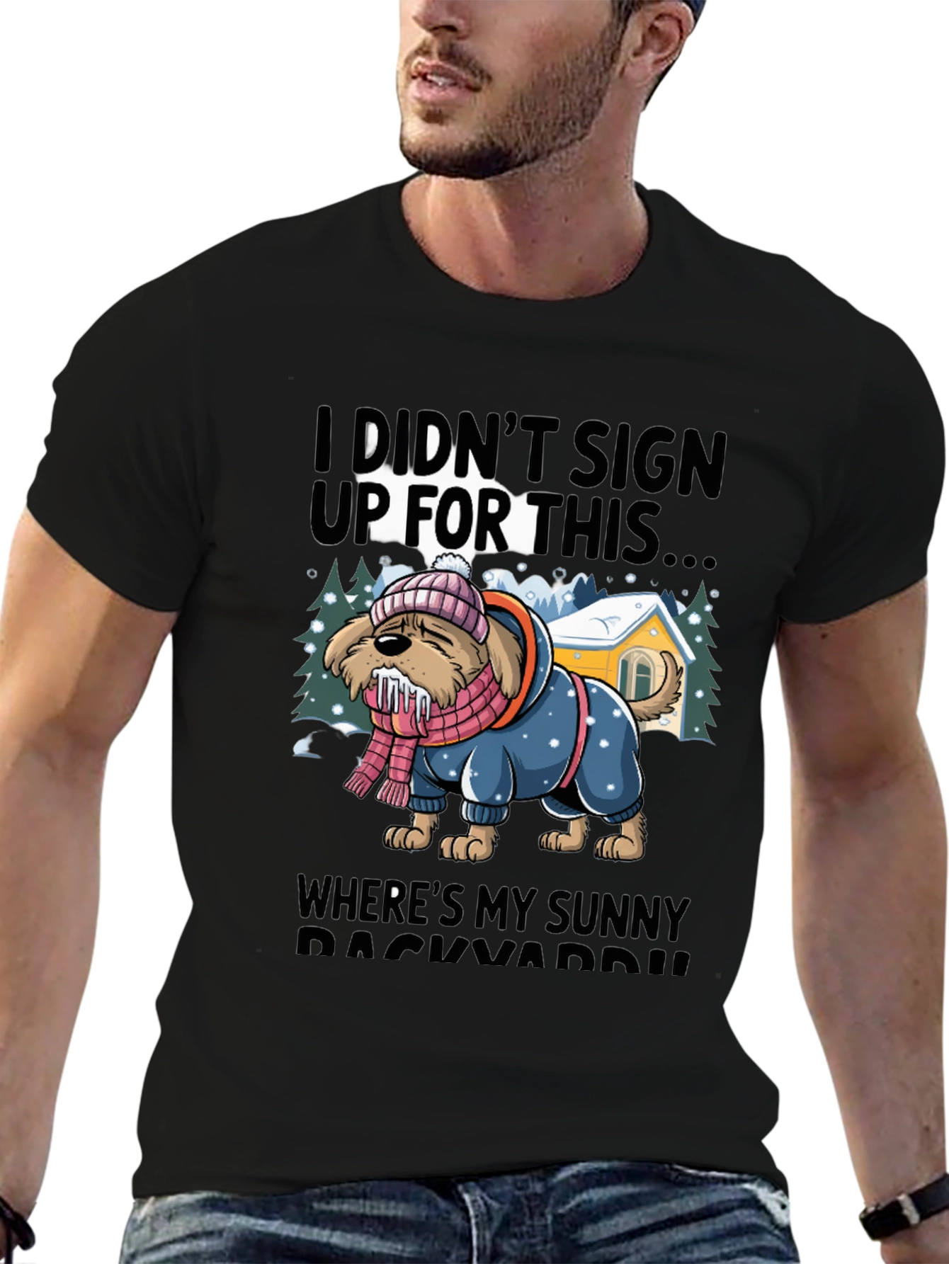 Funny Dog Winter Blues T-Shirt