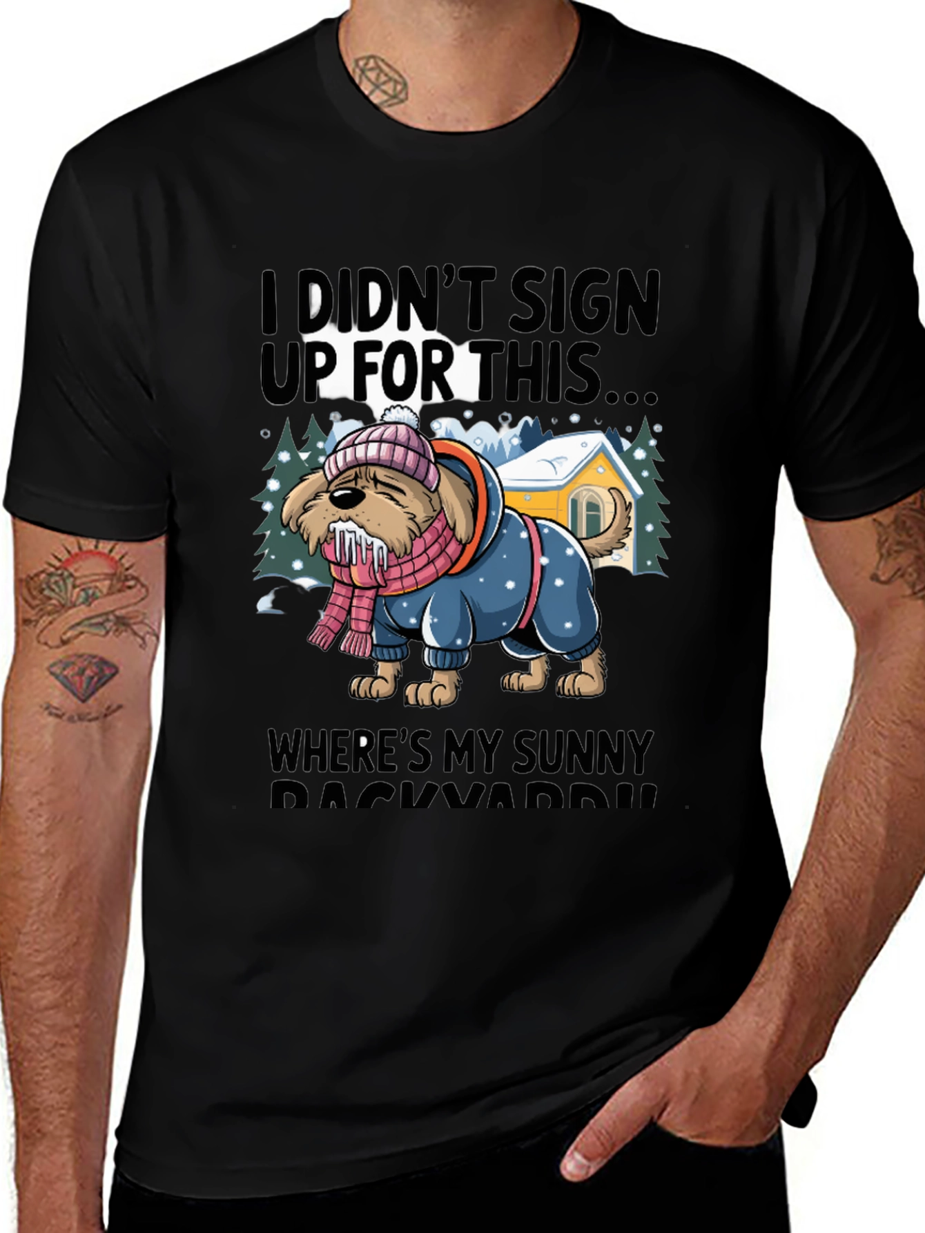 Funny Dog Winter Blues T-Shirt
