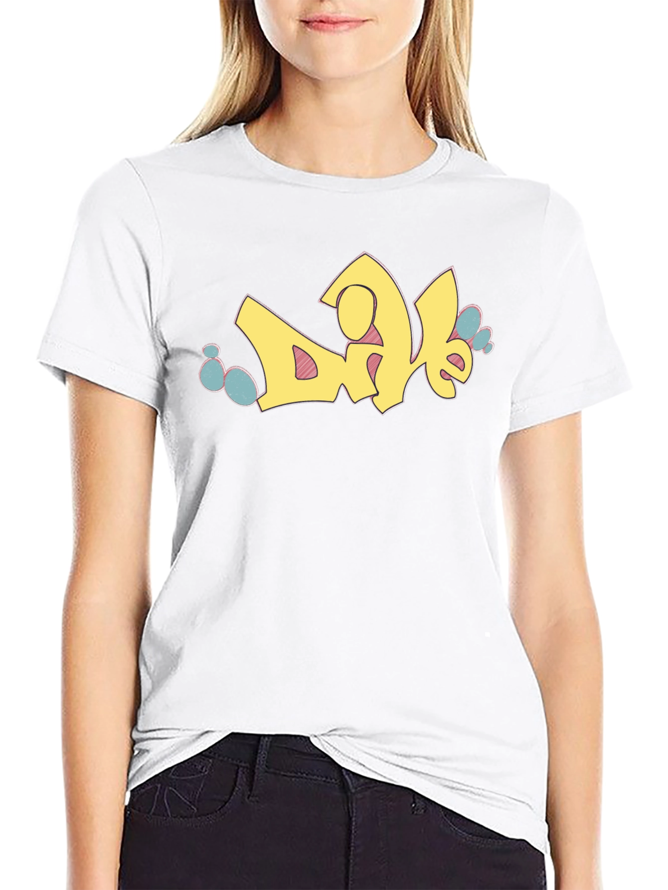 Graffiti Style Graphic Print Black T-Shirt