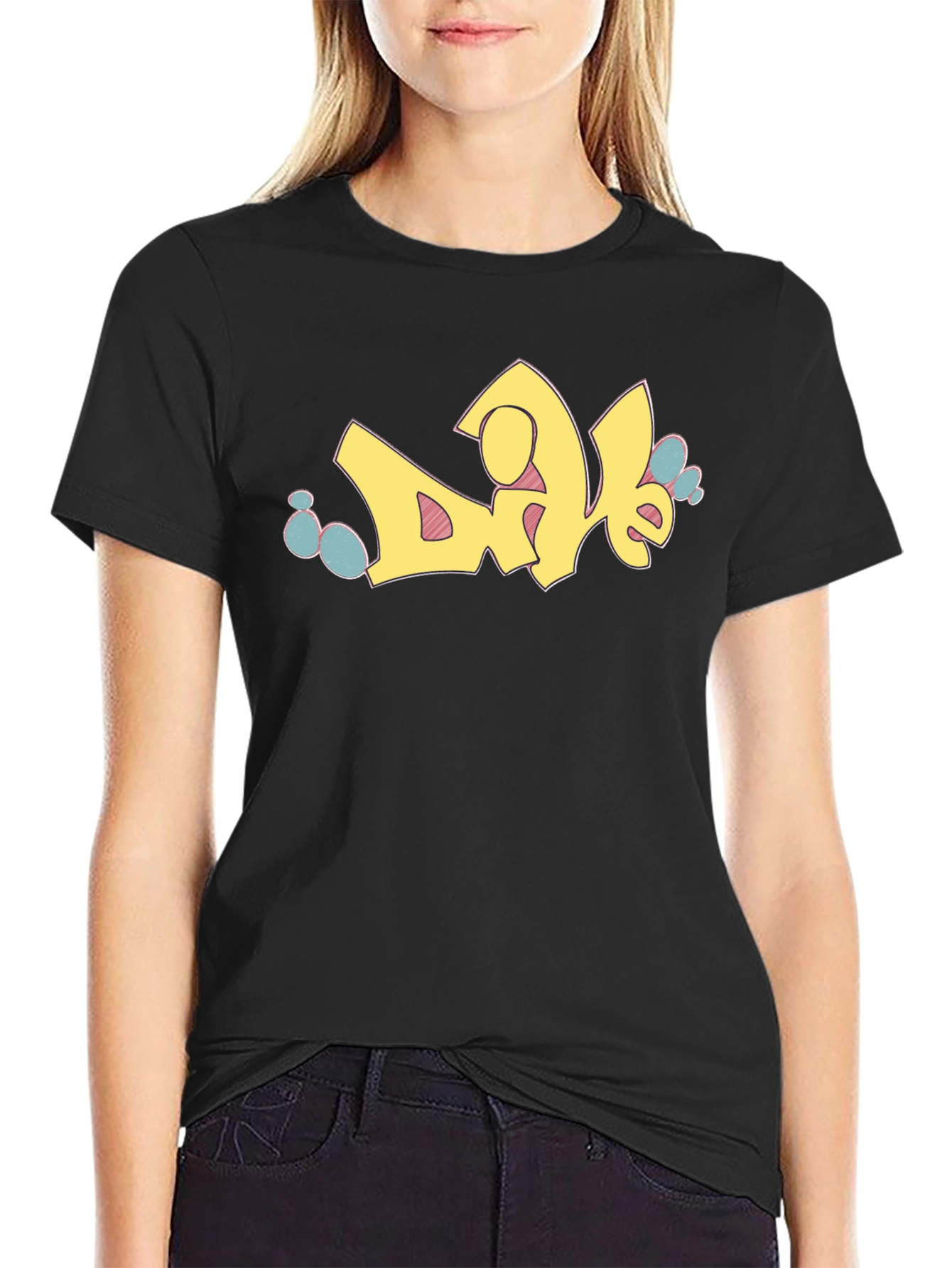 Graffiti Style Graphic Print Black T-Shirt