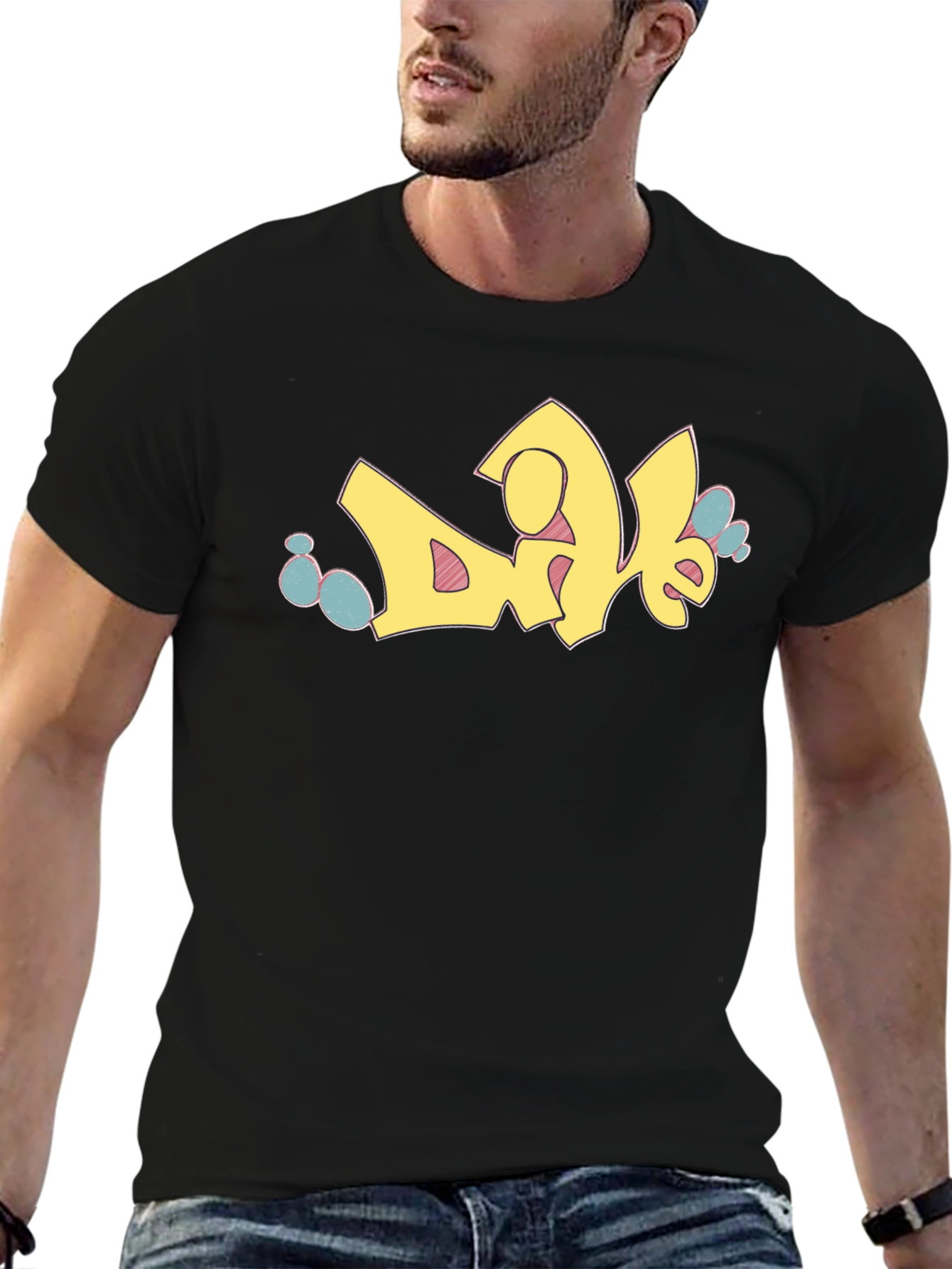 Graffiti Style Graphic Print Black T-Shirt