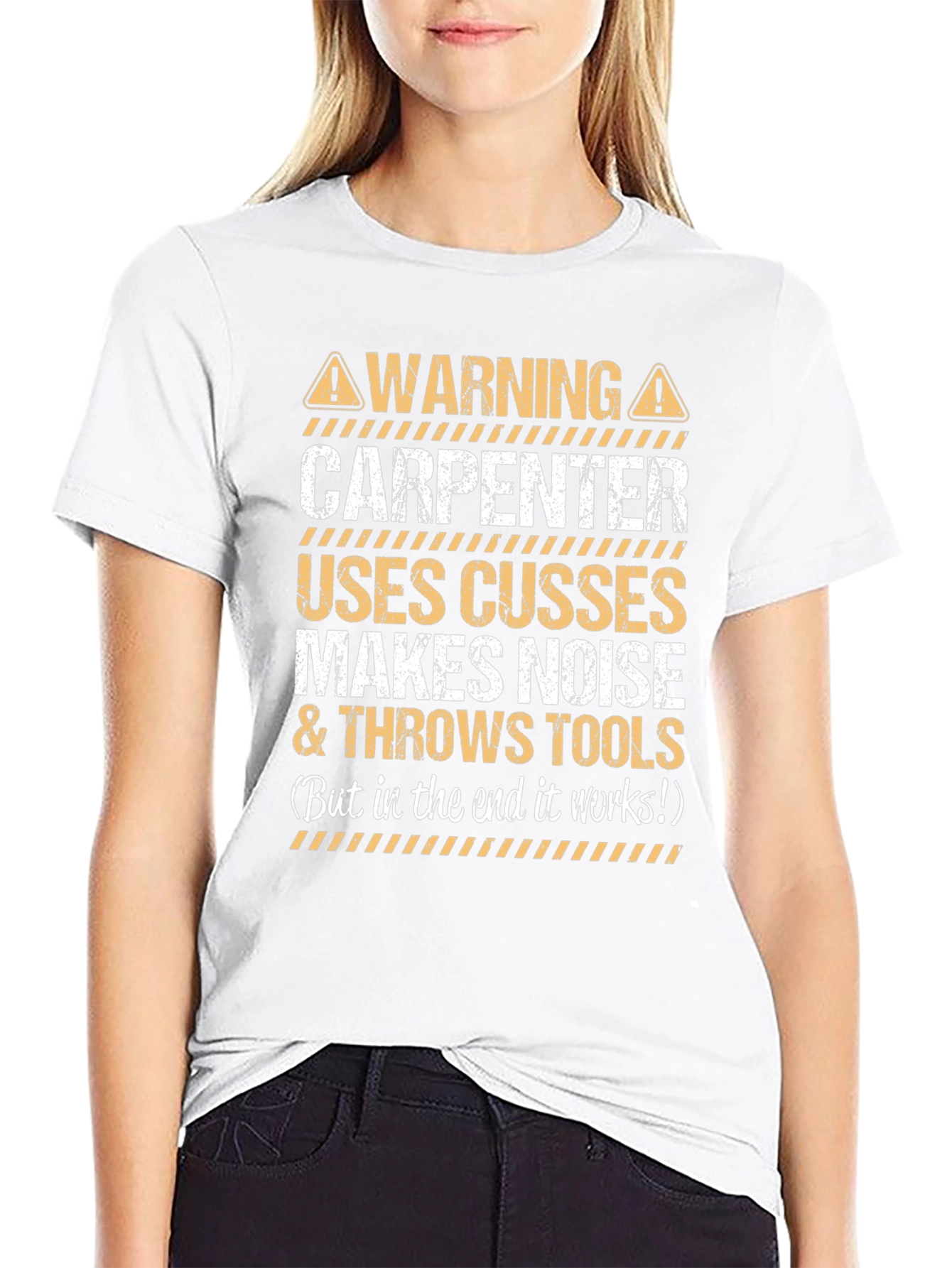 Warning Carpenter T-Shirt - Funny Construction Worker Tee