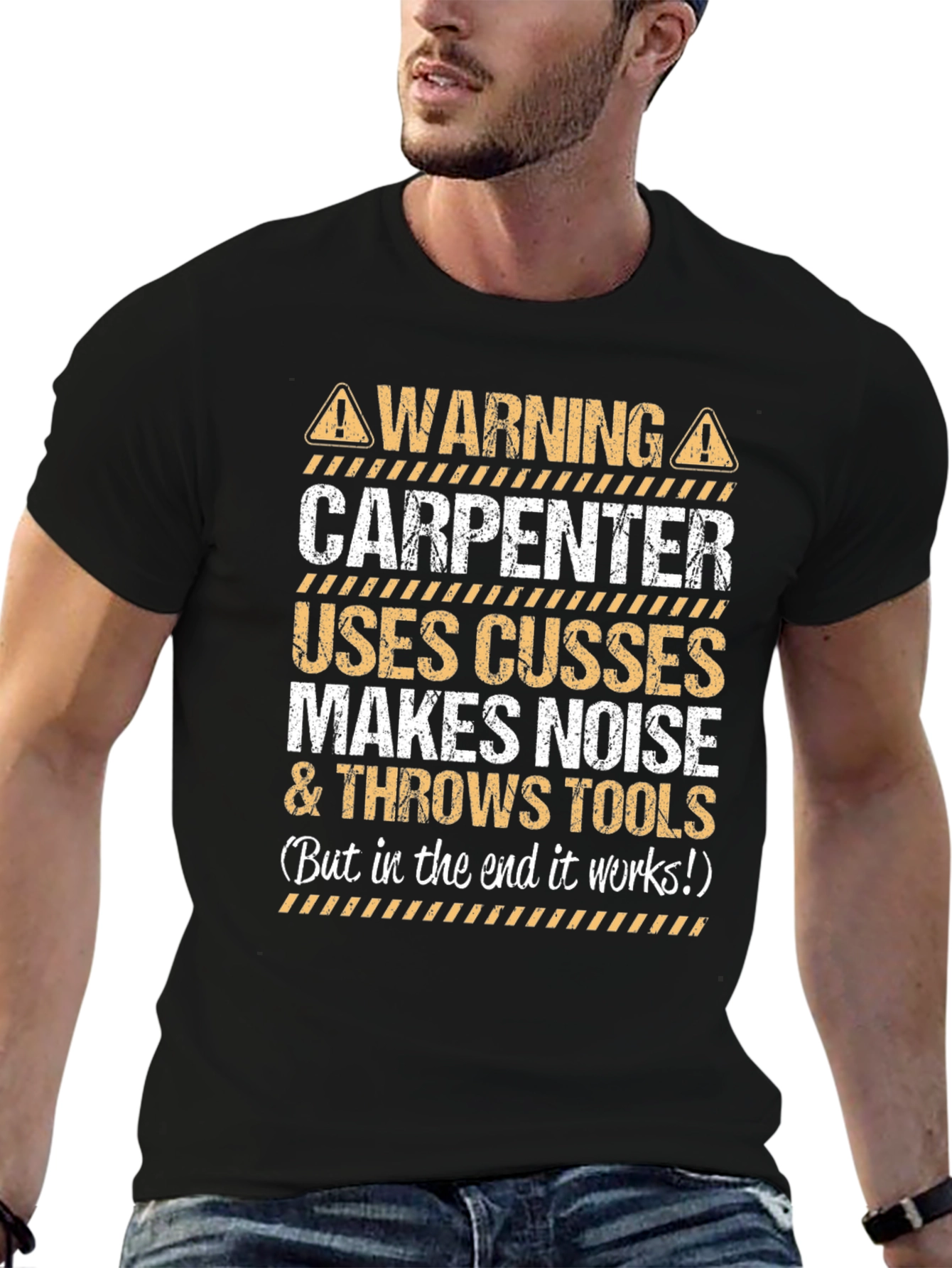 Warning Carpenter T-Shirt - Funny Construction Worker Tee
