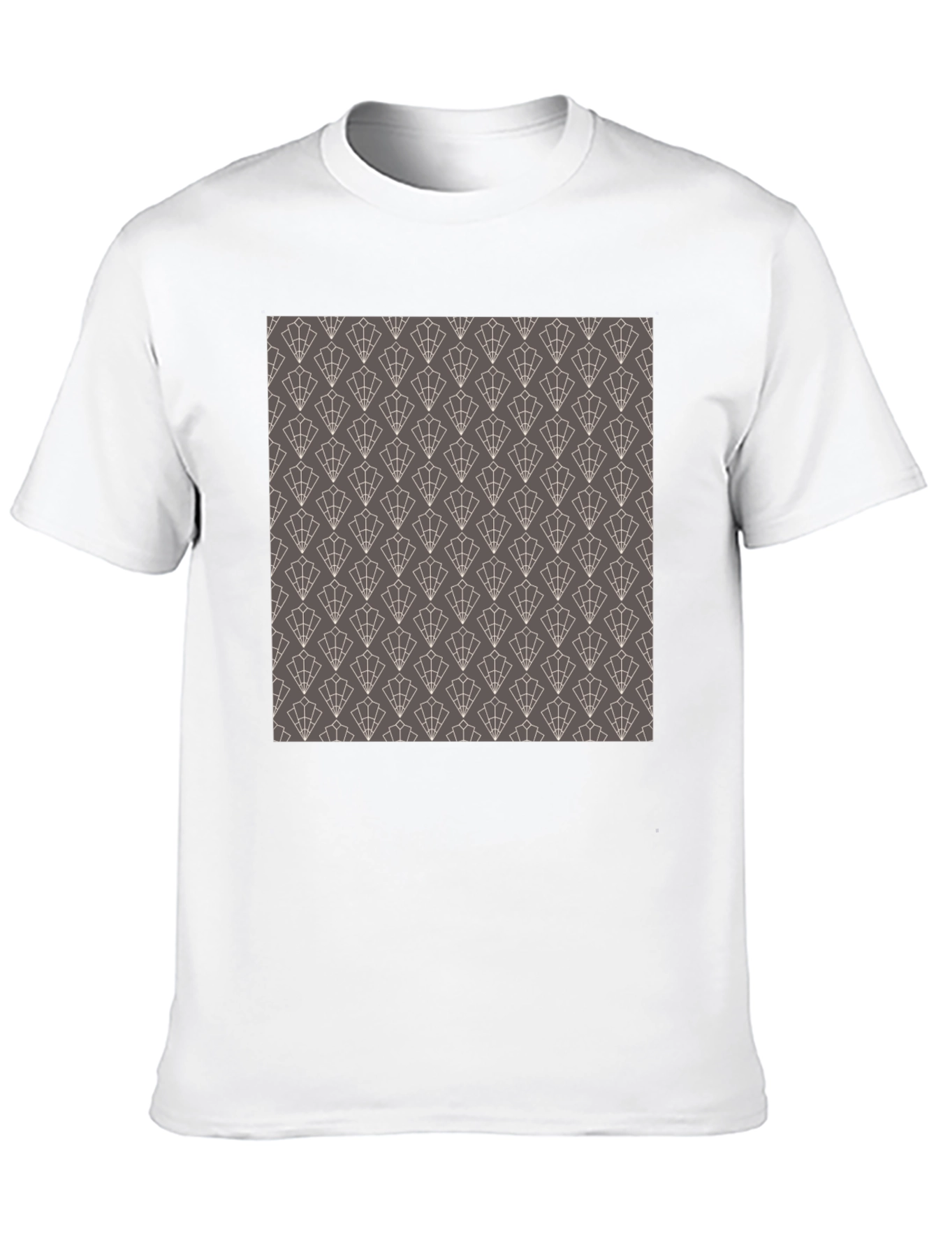 Stylish Black Tee with Geometric Fan Pattern