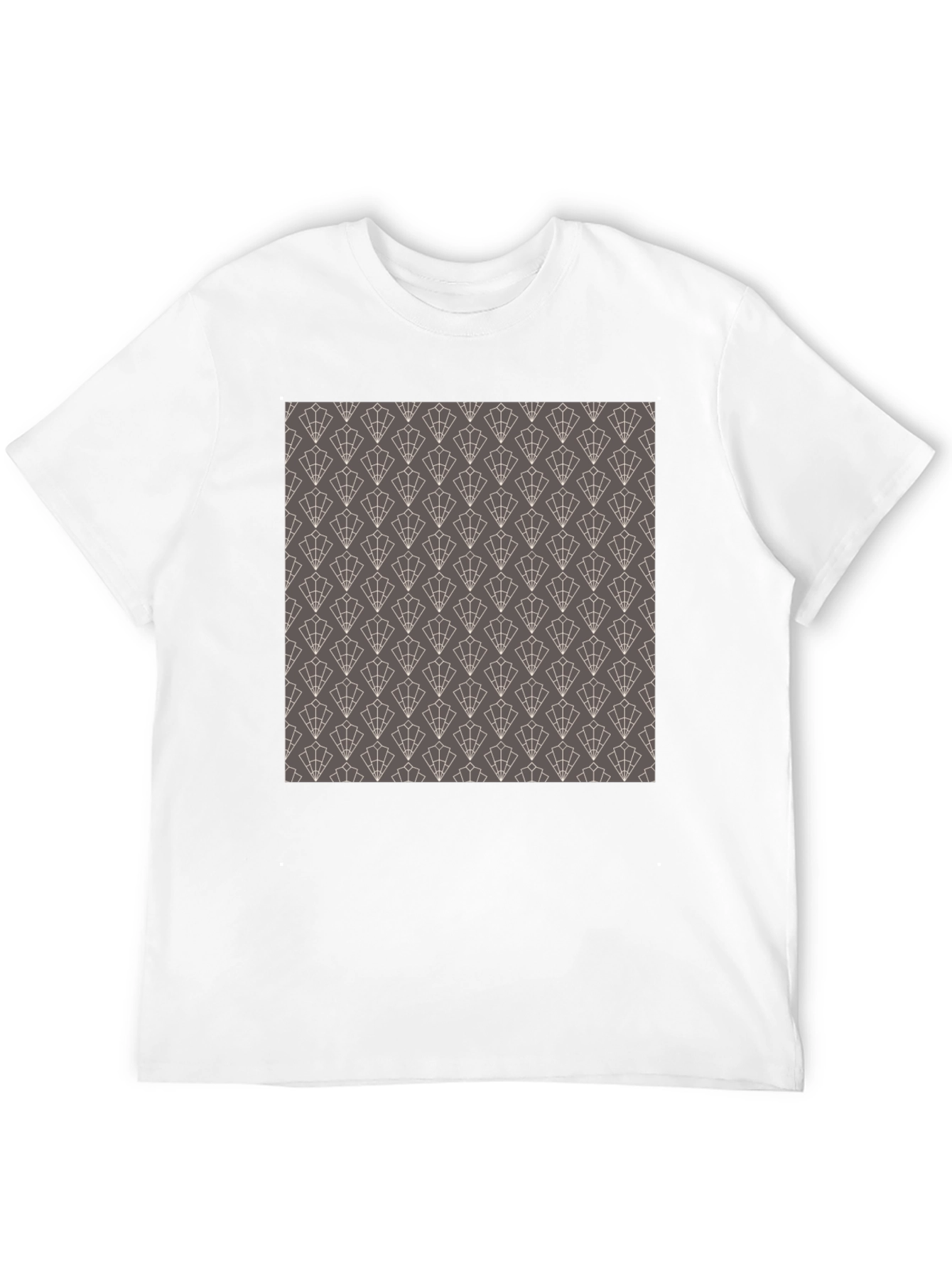Stylish Black Tee with Geometric Fan Pattern
