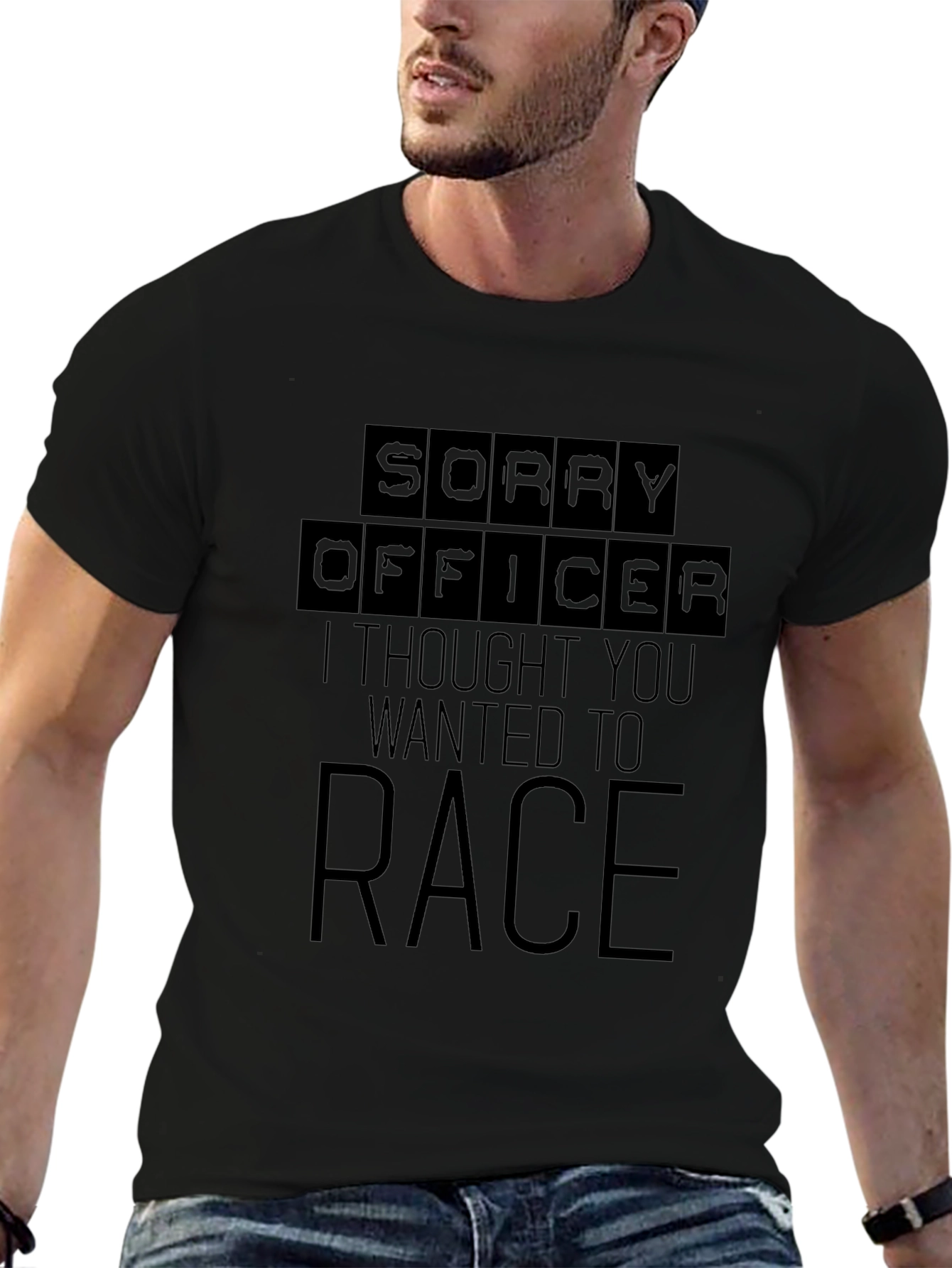Sorry Officer T-Shirt: Race Car Humor Tee