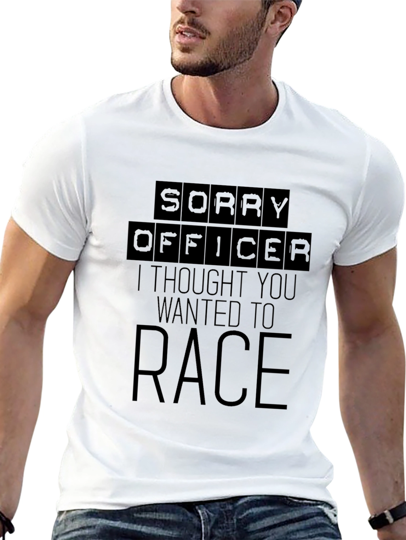 Sorry Officer T-Shirt: Race Car Humor Tee