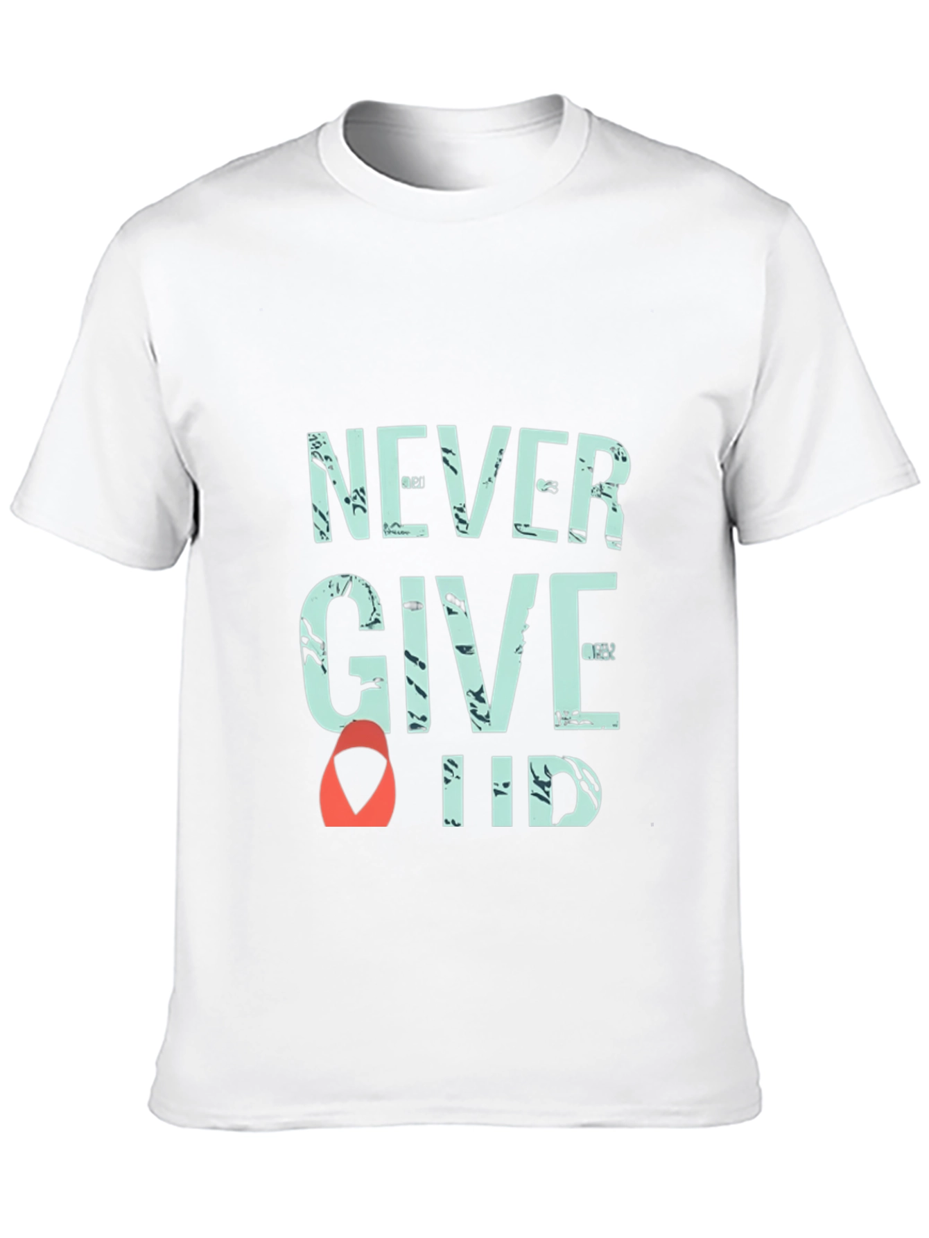 Never Give Up Graphic Print Crew Neck T-Shirt